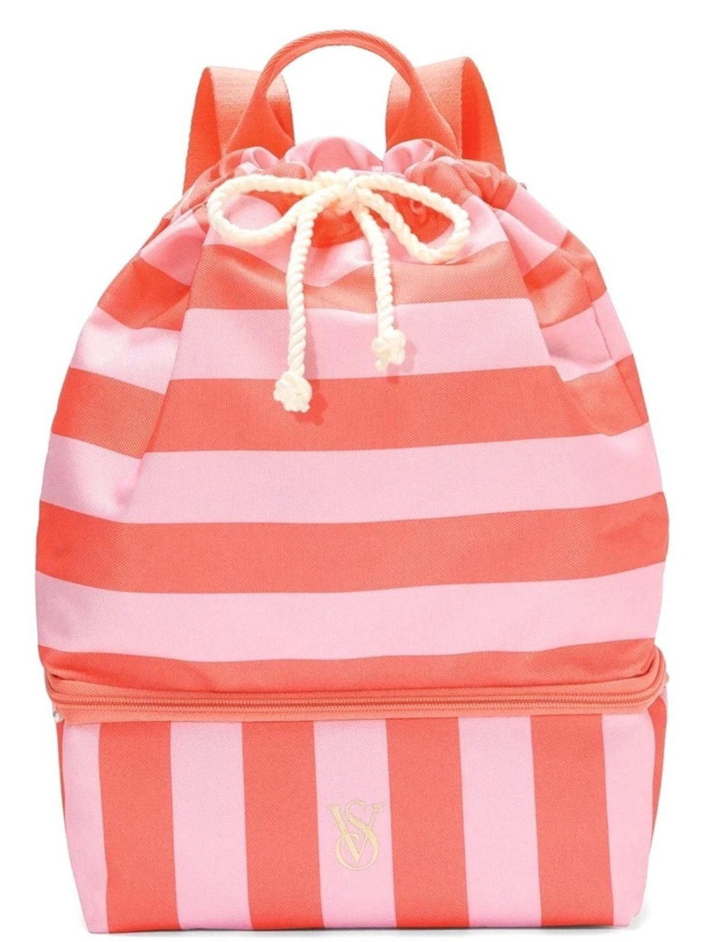 Victoria’s Secret BEACH COOLER Zip Up TOTE BAG Pink Stripe Backpack